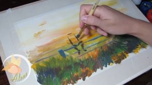 Как нарисовать рассвет. Рисуем гуашью поэтапно