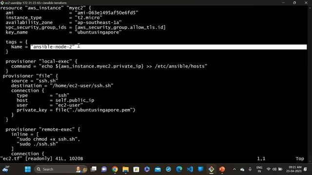 create an Ansible node using Terraform with complete automation