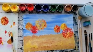 Золотая Осень. Осенний лес. Нетрадиционное рисование для дошколят.