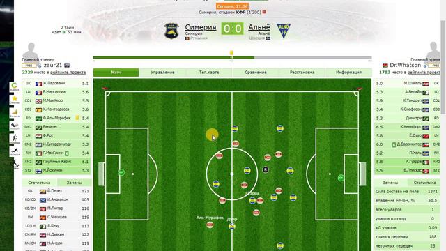 Игра моей команды на Турнире в Футбольном менеджере
