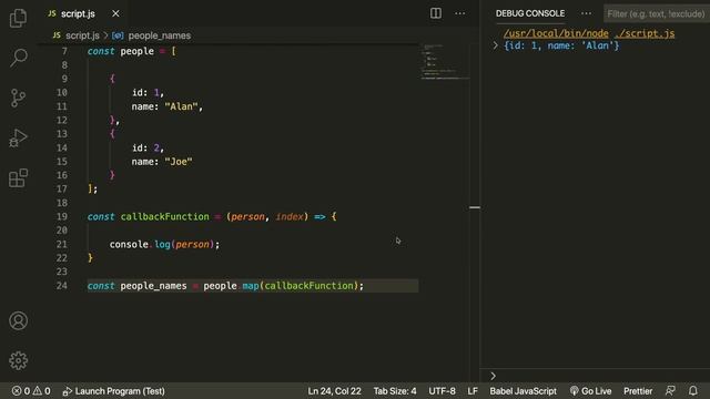 Map array method in Javascript tutorial смотреть онлайн
