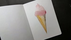 Акварельный скетчинг. Как быстро нарисовать стаканчик мороженого