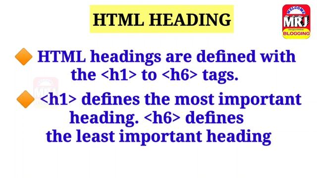 HTML heading tags tutorial |Definition of HTML | HTML full course | HTML tutorial for beginners |MR