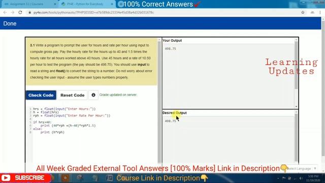 Programming for Everybody (Getting Started with Python) | All Week Solutions & Graded External Tool