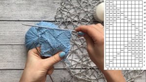 Узор "Геометрия". При поворотном вязании. Теневой узор спицами