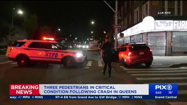 3 pedestrians in critical condition following Queens car crash: NYPD смотреть онлайн