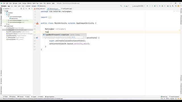 Android Studio Rating Bar смотреть онлайн