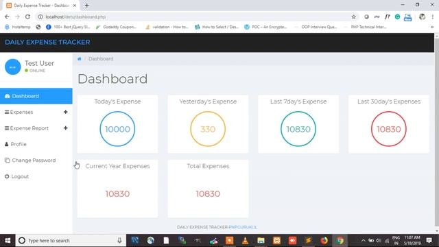 Daily Expense Tracker Using PHP and MySQL  Last Updated @ 23 may 2022