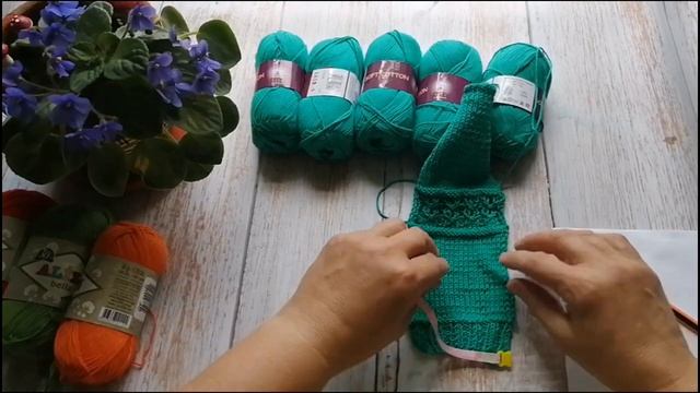 №246Начинаю вязать кофточку из хлопка.подбираю пряжу.вяжу образцы.?ВязоVLOG одного процесса 1 часть