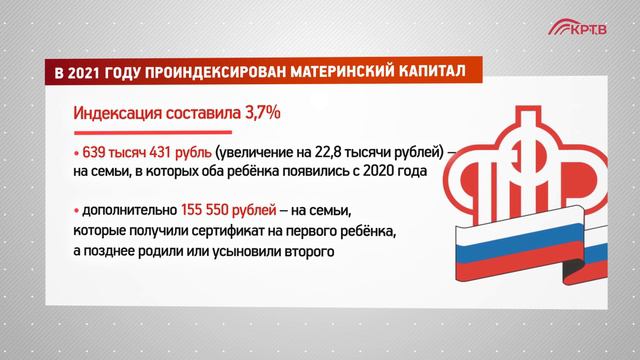 КРТВ. В 2021 году проиндексирован материнский капитал смотреть онлайн