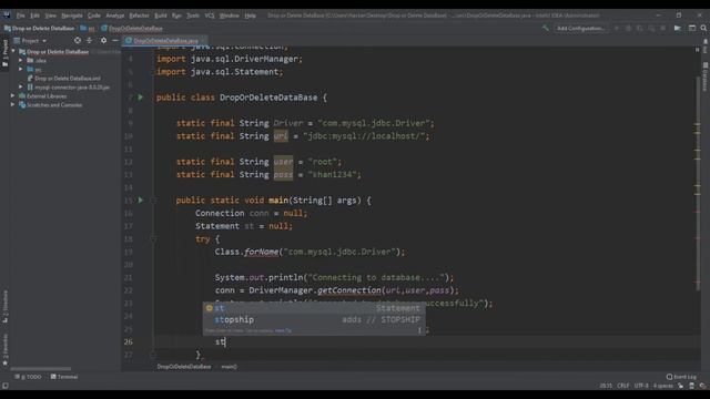 Drop or Delete Database in java JDBC mysql using intellij IDEA 2020 #Programming #java смотреть онлайн
