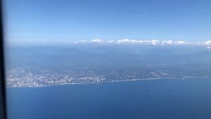 Взлёт из Сочи - вид на город. Сочи - Москва. Nordwind Airbus