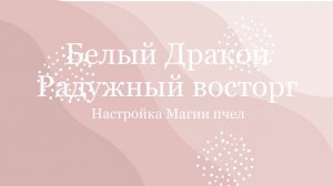 О настройке магии пчел «Белый Дракон радужный восторг»