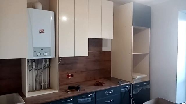 Дизайн прямой кухни на заказ 3.6 метра верх белый глянец, низ антрацит, без ручек. смотреть онлайн