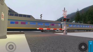 VIA Canada 232 with VIA 407 passenger train passing through Sundown RD, Railway crossing in Roblox.