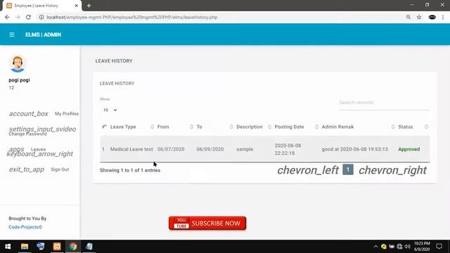 Free Source Code in php mysql Employee Leave Management System Project