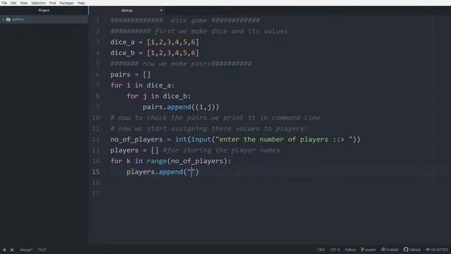 Python | | Basic dice trials project | core python