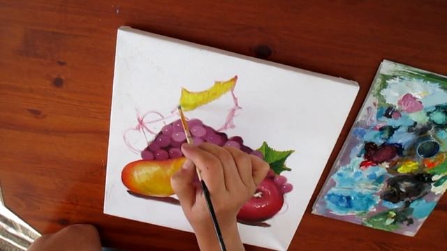 Рисовать натюрморт ПРОСТО!!!Виноград,яблоко,груша. смотреть онлайн