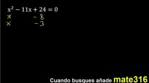 x^2-11x+24=0 ecuacion cuadratica , grado 2 , segundo grado , x2-11x+24=0