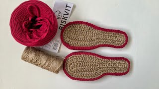 Домашние вязаные тапочки_2 урок. Как связать стельку для тапочек