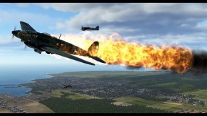 Hawker Tempest Mk V  против двух He 111. Сел с поврежденным мотором