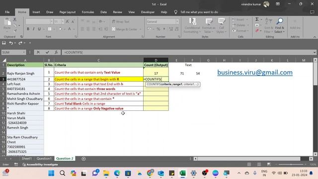 Uses of Countif and Countifs with example || MS Excel || Countif || Countifs || Example || MIS
