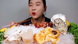 해산물모듬회 관자회 멍게 생굴 리얼사운드 먹방 ASMR RAW SEAFOOD MUKBANG SCALLOPS,OYSTER,SEA SQUIRT EATING SHOW  | NAJIN