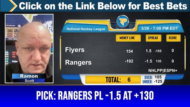 Philadelphia Flyers vs. New York Rangers 3/26/2024 FREE NHL Picks and Predictions by Ramon Scott