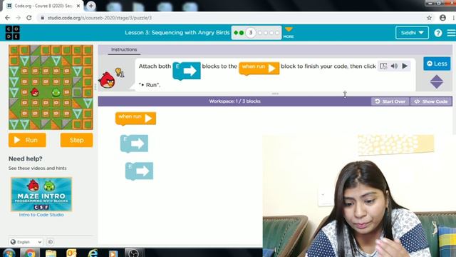 Code.org, Grades k-5,Course B- Lesson 3, sequenceing  with angry birds,free coding courses students