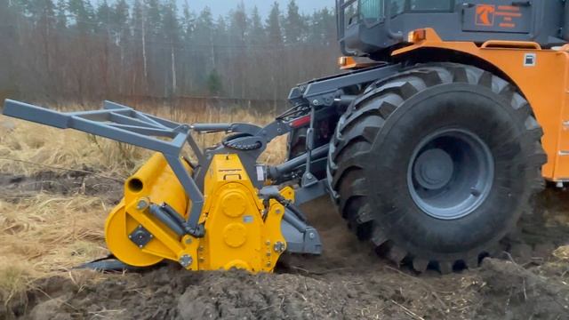 Трактор МФ705 PROFI финская фреза ротоватор MERICRUSHER MJS-241DTG расчистка залежных земель