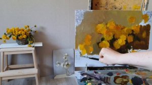 Как бороться с прожуханием масляных красок. Этюд одуванчиков.