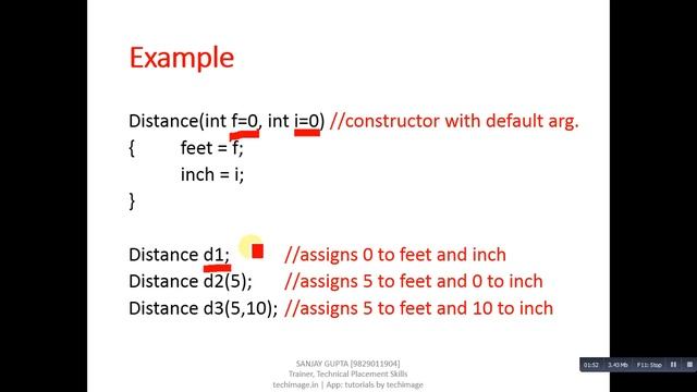 18 C++ Constructor with Default Arguments - Learn Programming by Sanjay Gupta