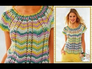 Вяжем вместе летнюю кофточку крючком с круглой кокеткой.1 часть.