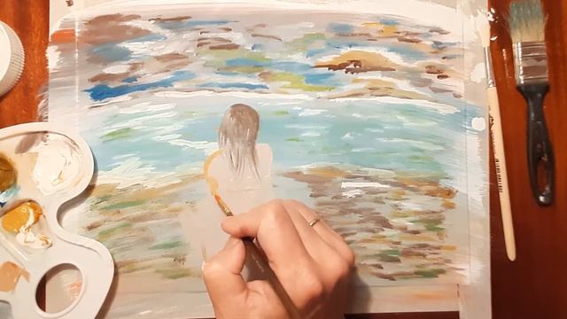 Как нарисовать девушку у моря по шагам. Мастер класс по правополушарному рисованию.