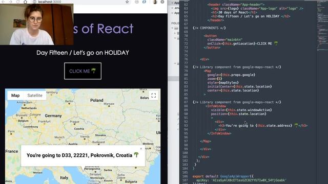 30 Days of React - Day Fifteen - "Random Holiday Destination" app - with Google Maps API смотреть онлайн