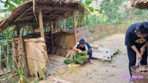 happy smile.Together with Mr. Hung, we harvested ginger and chives to sell at the market