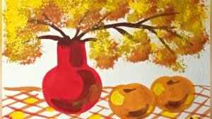 Натюрморт с красной вазой, как просто на рисовать гуашью. ???