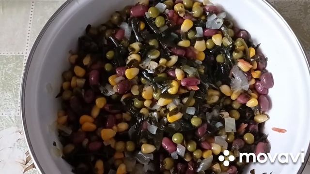 Постный салат с морской капустой