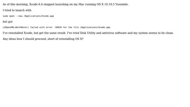 Apple: Xcode 6.4 does not start on OS X 10.10.5 Yosemite 2 Solutions!!