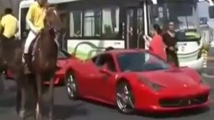 Эта лошадь  не любит Ferrari .