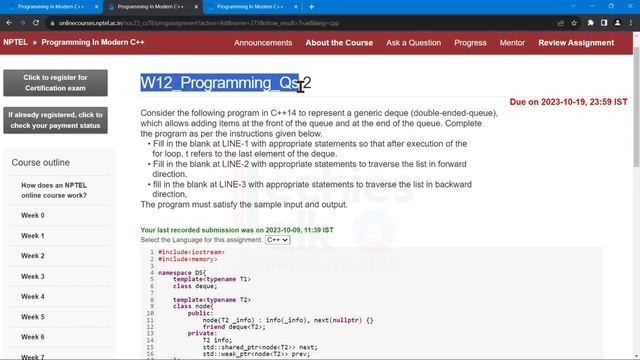 NPTEL Programming In Modern C++ Week12 Programming Assignment Solution | July 2023 | IIT Kharagpur