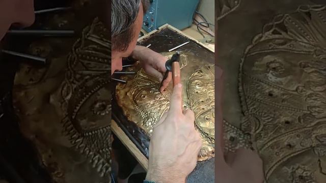 Чеканка оклада. Риза. Оклад для иконы. Изготовление венца нимба. brass sheet embossing