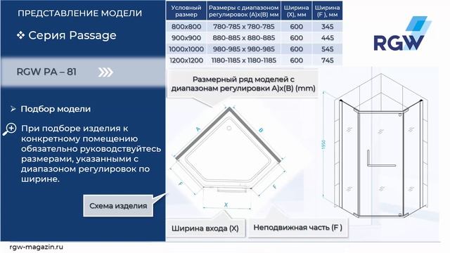 Обзор душевого уголка RGW PA-81 смотреть онлайн
