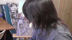 Рисуем объемную картину акрилом с помощью структурной пасты!Танцующие домики.Круглова Людмила