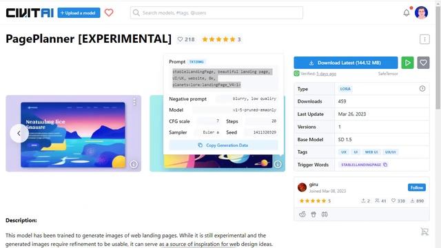 Stable Diffusion в Google Colab дополнение и использование LoRA. Создаём дизайн для сайтов