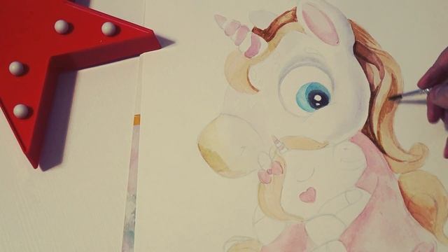 Рисуем акварелью. Единорожка и малыш. смотреть онлайн