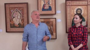 Виктор Маздоров на открытии выставки "Береста Сибири"