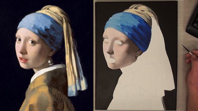 Acrylic Portrait Painting Tutorial  - Girl with Pearl Earring Acrylic Tutorial