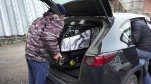 Загрузка мотобуксировщика в машину