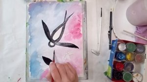 Рисуем ласточек поэтапно.